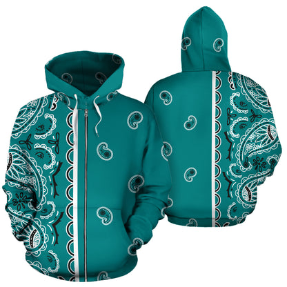 teal bandana zip hoodie