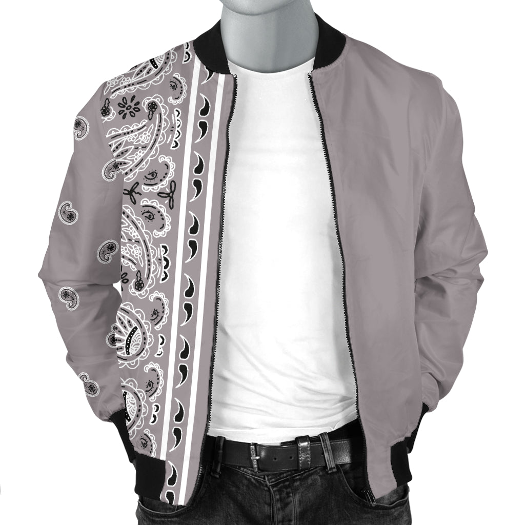 Asymmetrical Classic Gray Bandana Men's Bomber Jacket