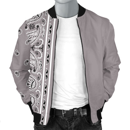Asymmetrical Classic Gray Bandana Men's Bomber Jacket