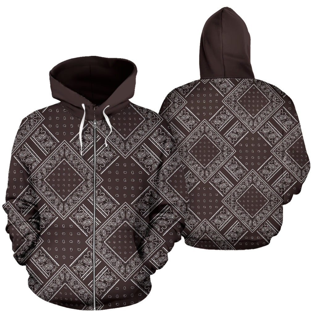 brown bandana zip hoodie
