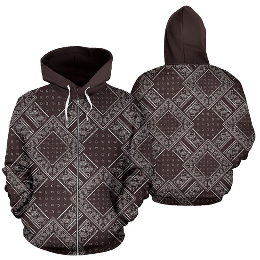 brown bandana zip hoodie