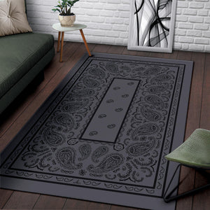 Gray and Black Bandana Area Rugs - Fitted