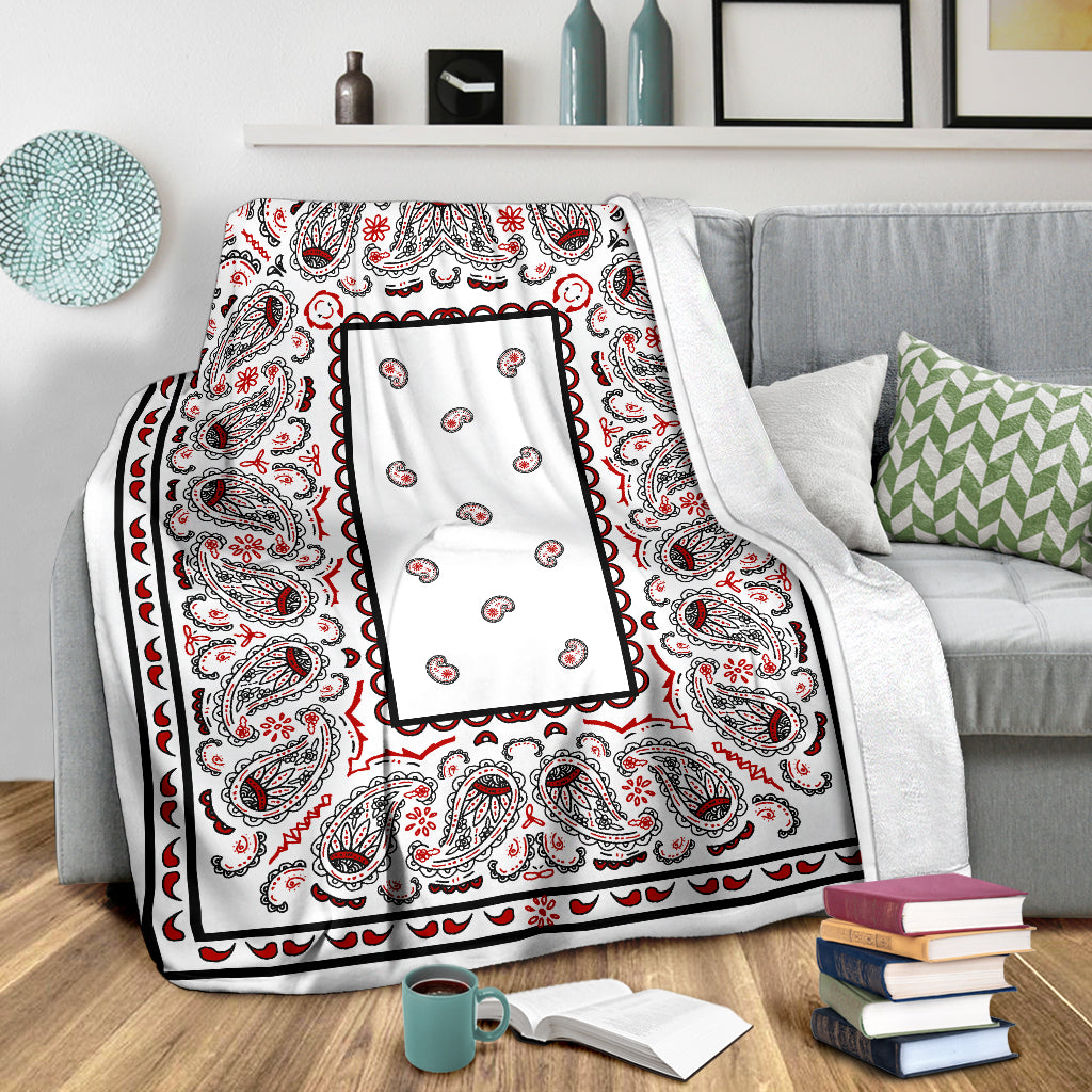 White Bandana Fleece Throw Blanket