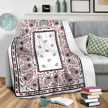 White Bandana Fleece Throw Blanket