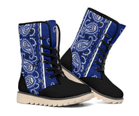 royal blue bandana print winter boots