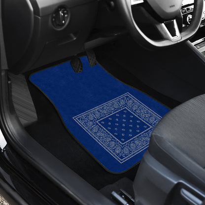 Dual Blue and Gray Bandana Car Mats - Minimal