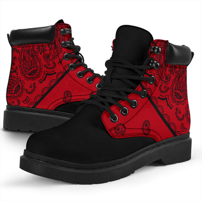 Red and Black Bandana Blackout All Season Boots