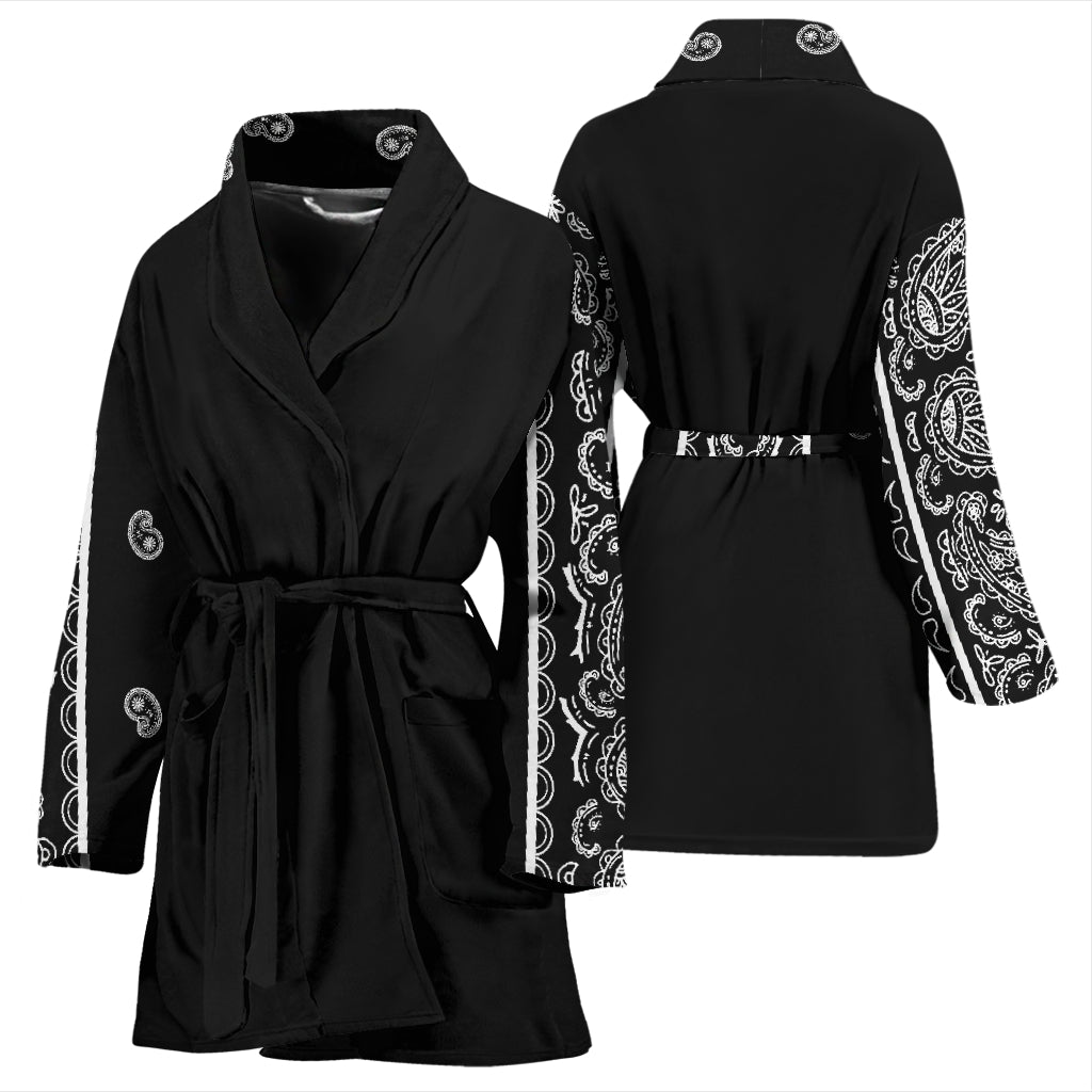 biker black bathrobe for women