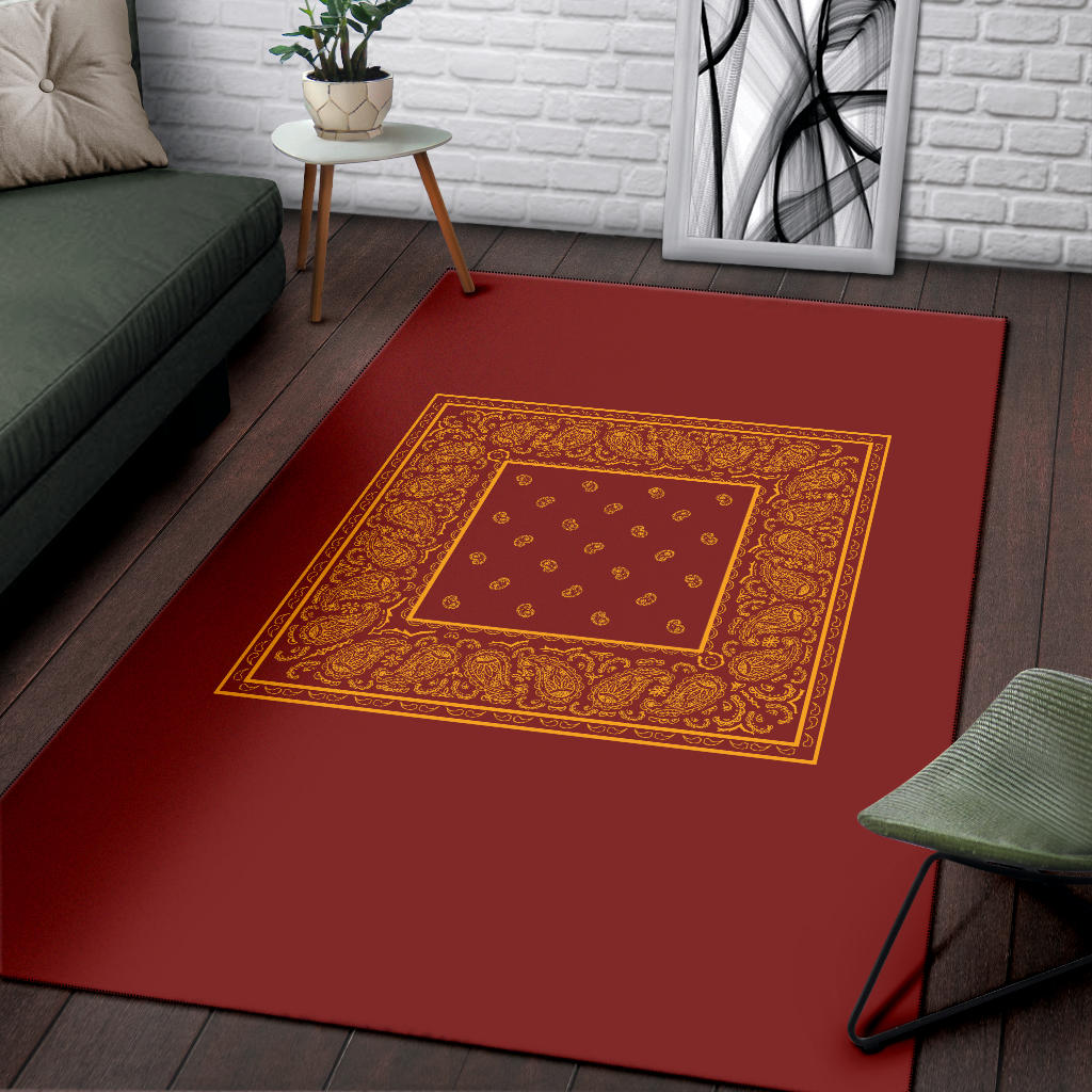 Red and Gold Bandana Area Rugs - Minimal