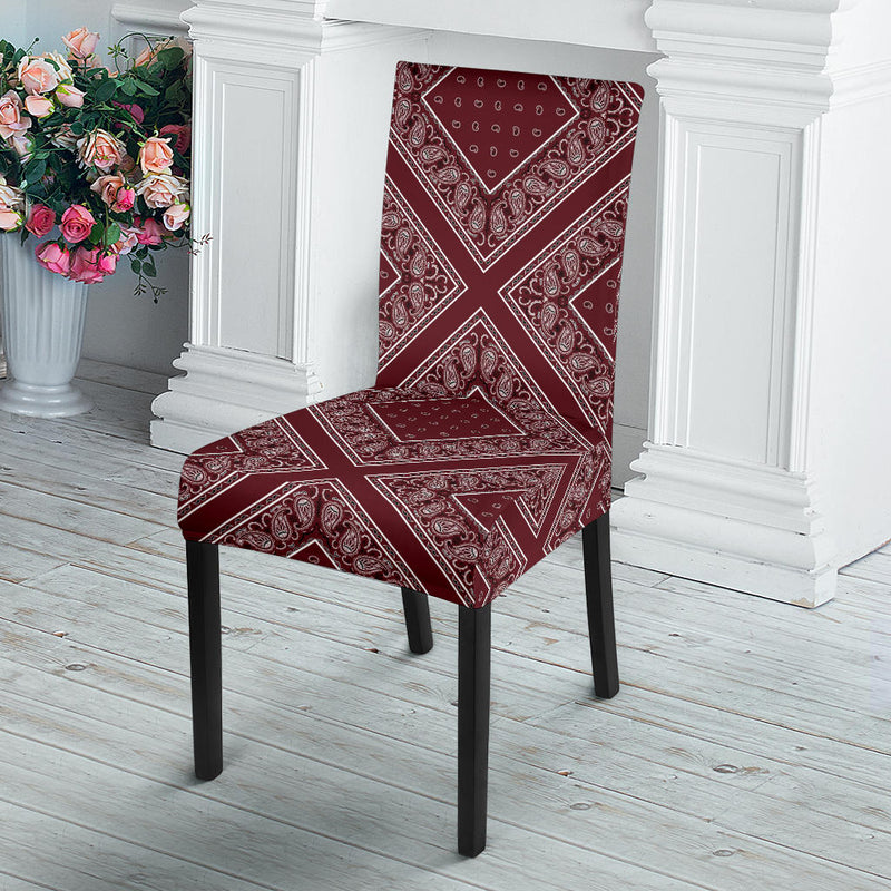 Burgundy Bandana Dining Chair Covers - 4 Patterns
