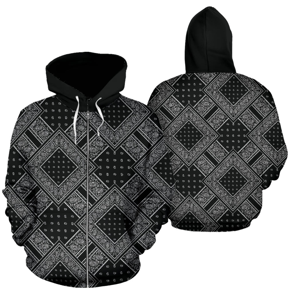 black bandana zip up hoodie