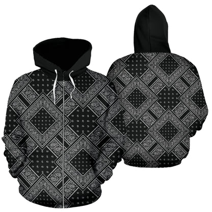 black bandana zip up hoodie