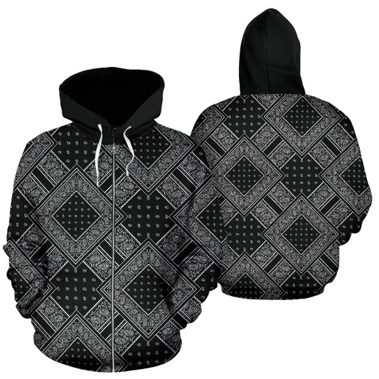 black bandana zip up hoodie