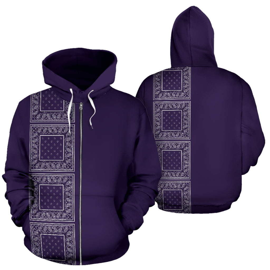 purple bandana zip up hoodie