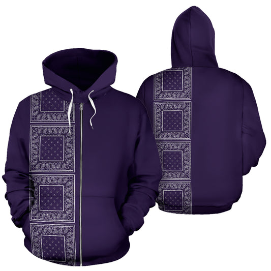 purple bandana zip up hoodie
