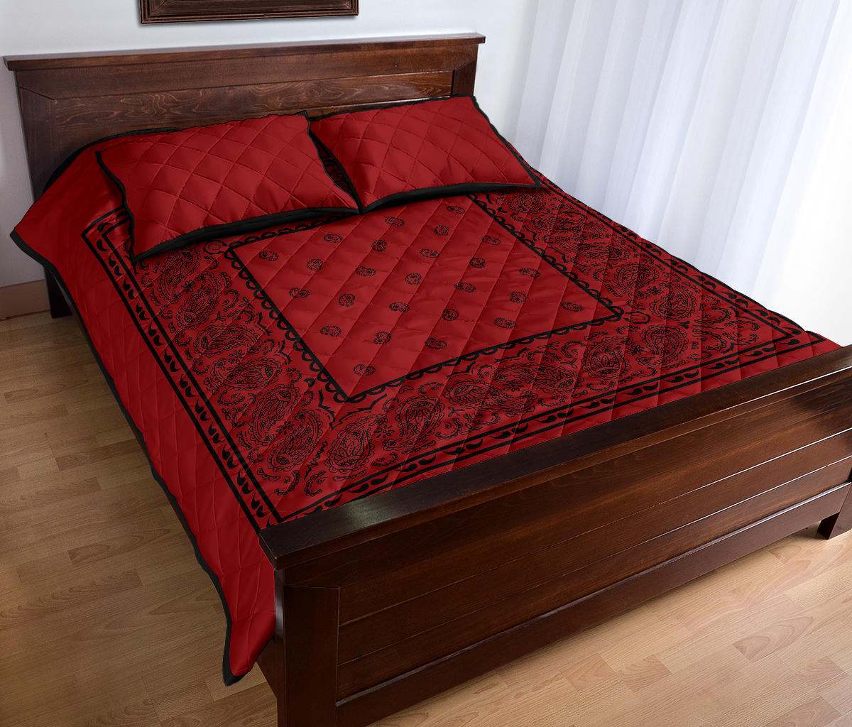 Quilt Set - Red with Black Bandana Quilt w/Shams