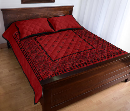 Quilt Set - Red with Black Bandana Quilt w/Shams