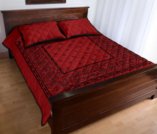 Quilt Set - Red with Black Bandana Quilt w/Shams
