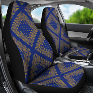 Blue Gold Bandana Car Seat Cover - Diamond