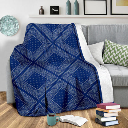 Ultra Plush Blue Gray Bandana Diamond Throw Blanket