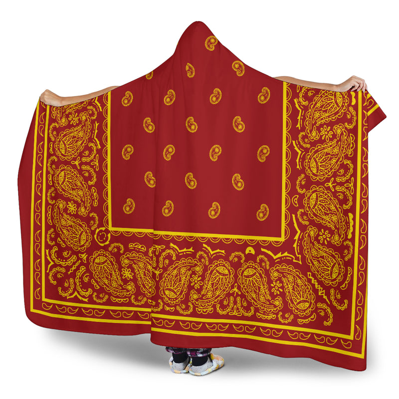 Ultimate Red and Gold Bandana Hooded Blanket