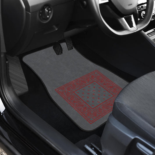 Quad Gray and Red Bandana Car Mats - Minimal
