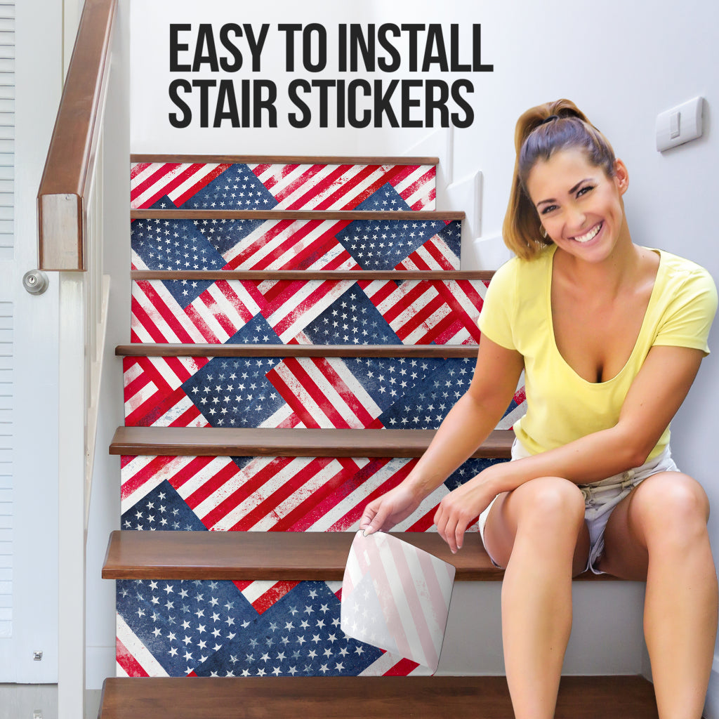 American Flag Bandana Stair Stickers 6 Steps