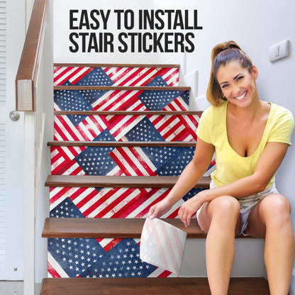 American Flag Bandana Stair Stickers 6 Steps