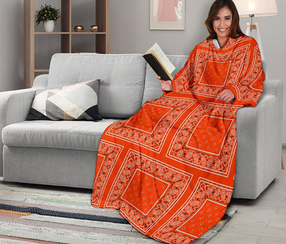 Orange bandana snuggie blanket with sleeves