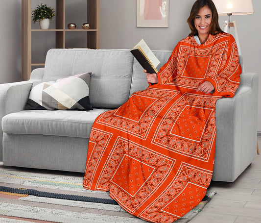 Orange bandana snuggie blanket with sleeves