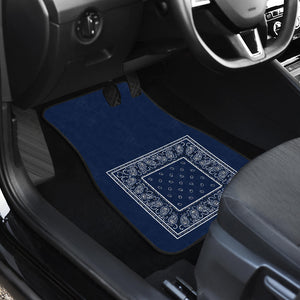 Dual Navy Blue Bandana Car Floor Mats - Minimal