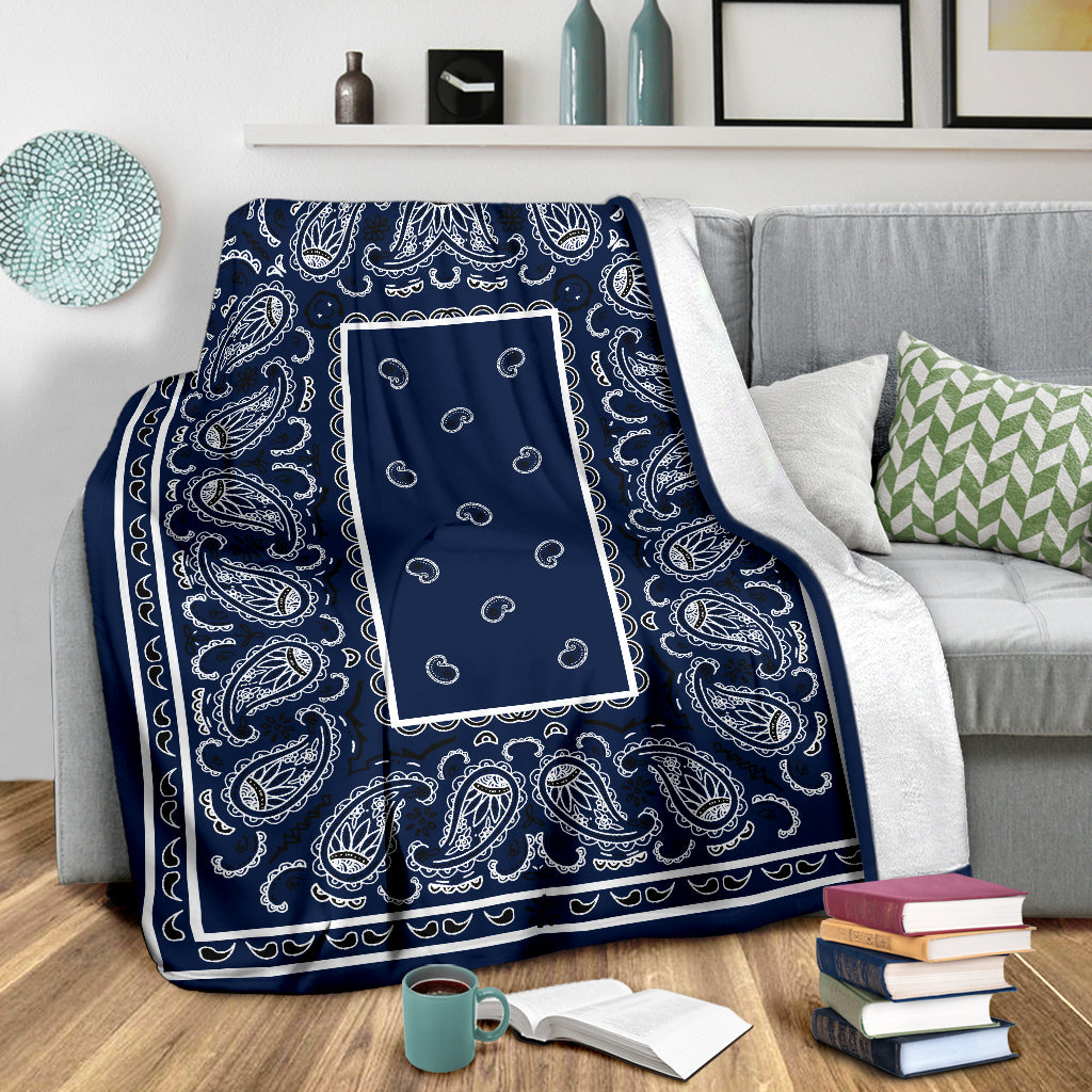 Fleece Royal Blue Bandana Throw Blanket
