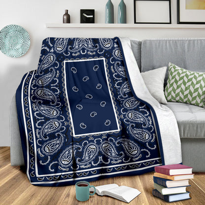 Fleece Royal Blue Bandana Throw Blanket