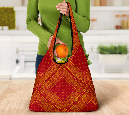 Red and Gold Bandana Grocery Bag 3-Pack
