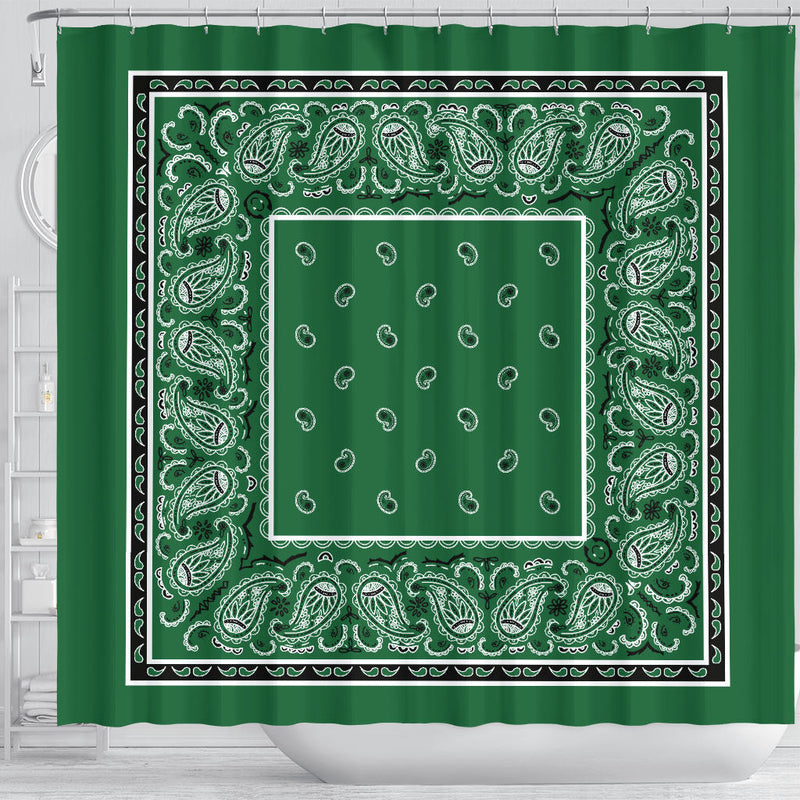 Classic Green Bandana Shower Curtain