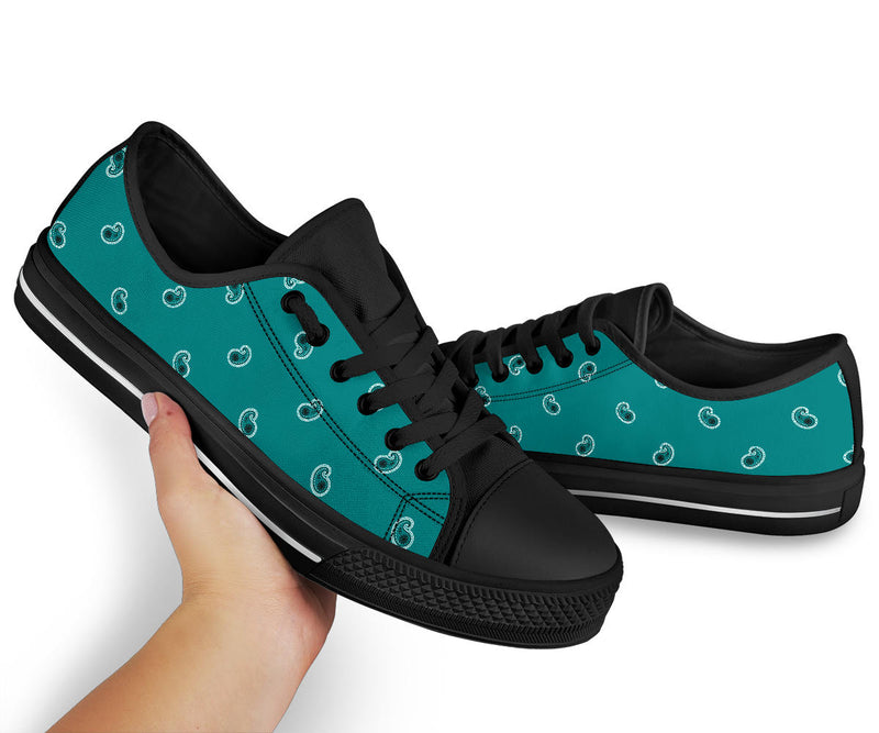 Canvas Low Top Sneakers - Teal Paisley