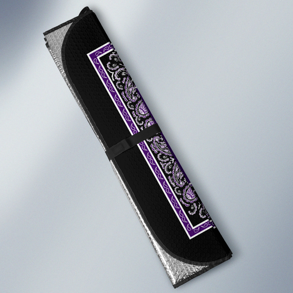 Purple and Black Bandana Car Window Shade