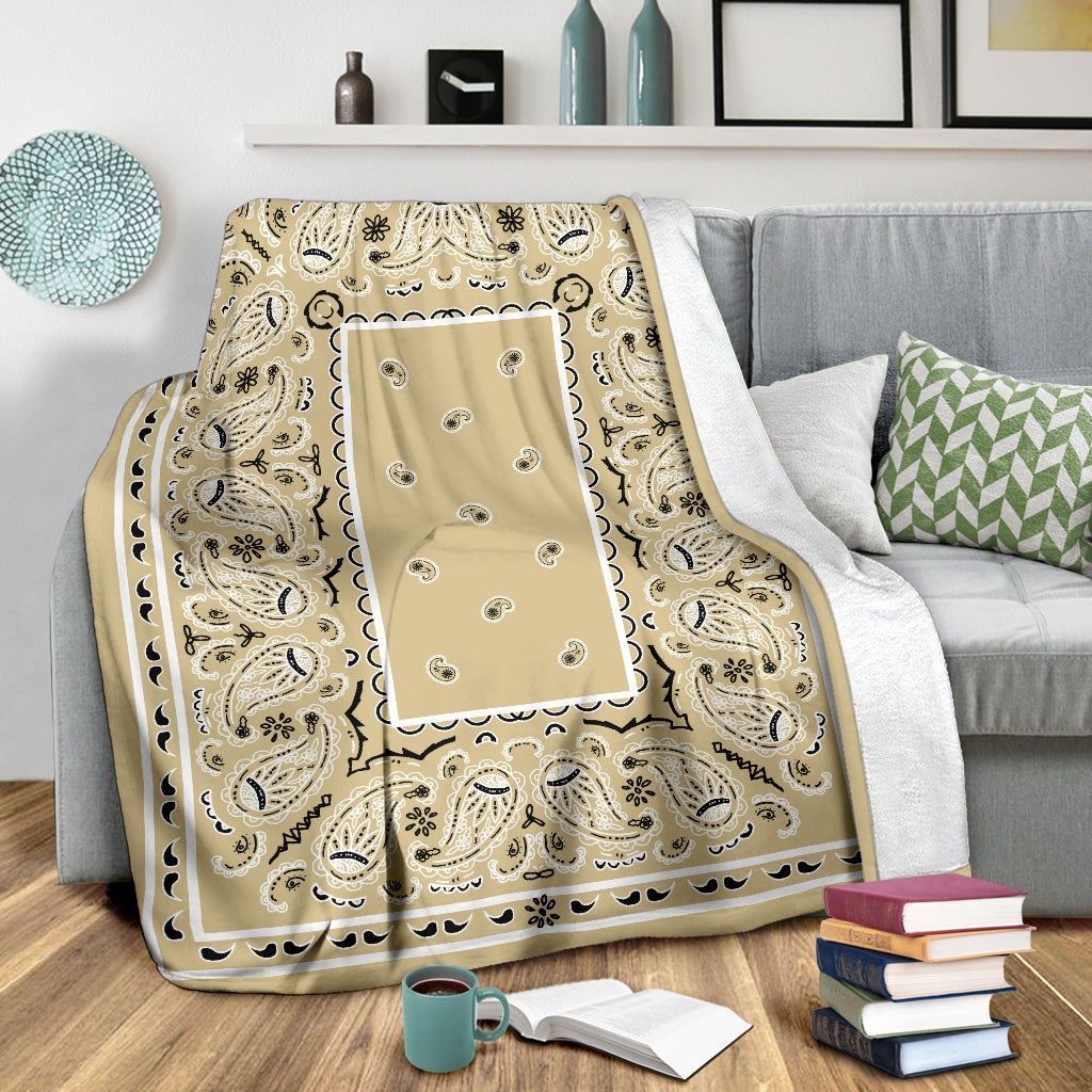 Ultra Plush Khaki Bandana Throw Blanket