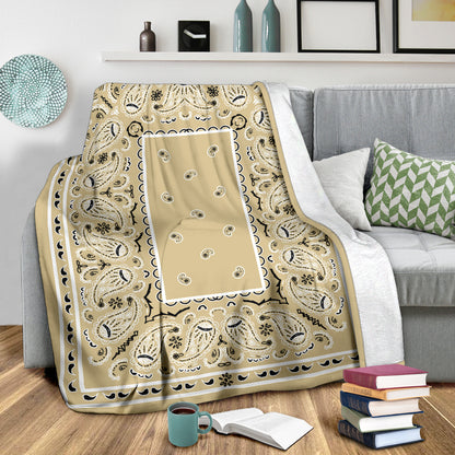 Ultra Plush Khaki Bandana Throw Blanket