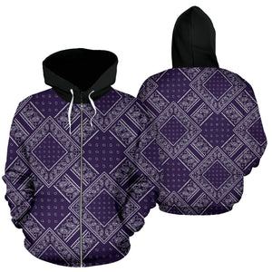 Purple bandana zip hoodie