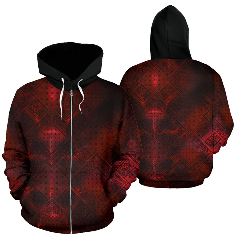 red and black zip hoodie