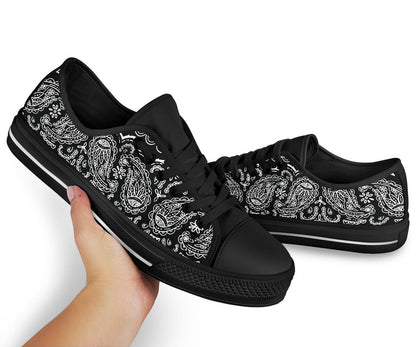 Canvas Low Top Sneakers - Bandana Style Black