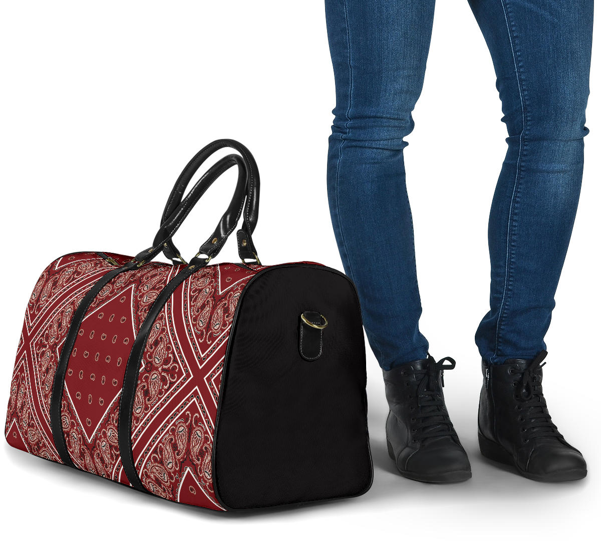 maroon red bandana bag