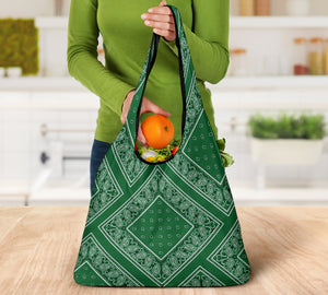 Classic Green Bandana Reusable Grocery Bag 3-Pack