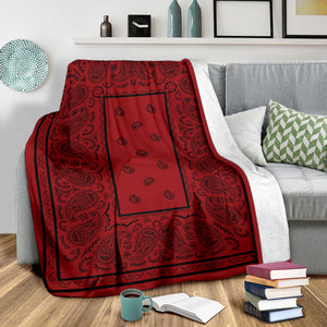Red Bandana Fleece Throw Blanket