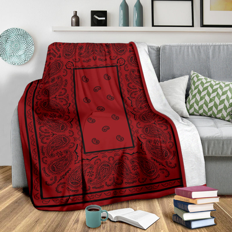 Red Bandana Fleece Throw Blanket