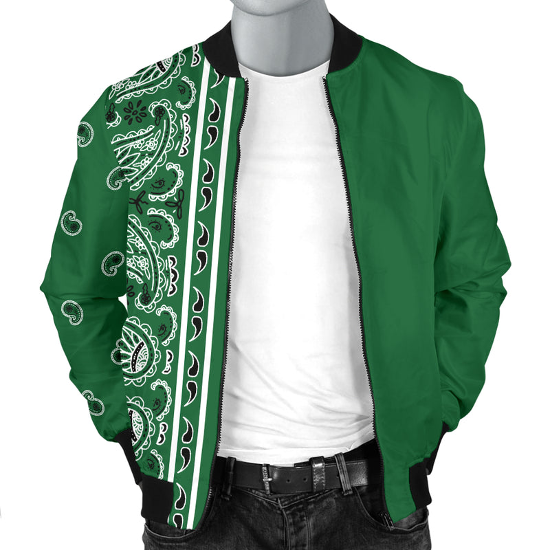 Asymmetrical Classic Green Bandana Men's Bomber Jacket