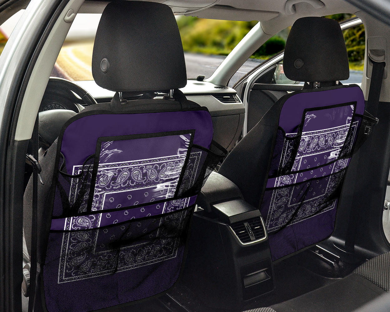 purple bandana seat organizers