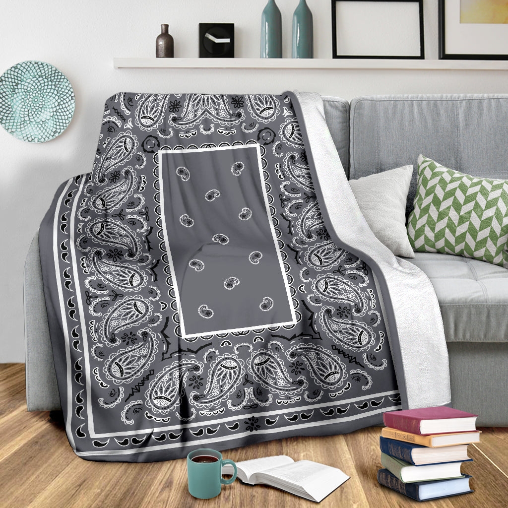 Gray Bandana Throw Blanket