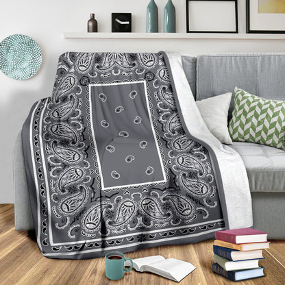 Gray Bandana Throw Blanket